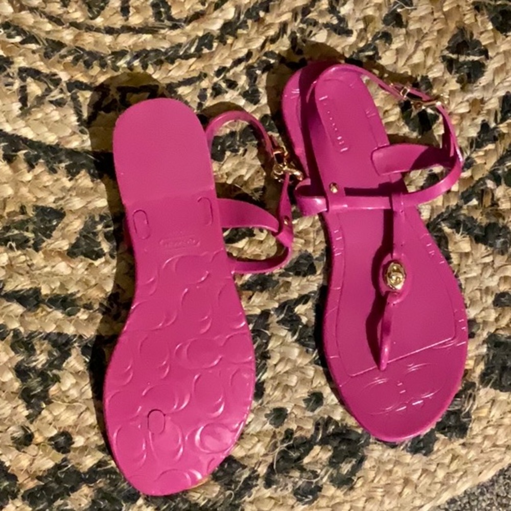 Coach Pink Sandals Size 6 - Picture 3 of 6